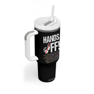 Hands Off Tumbler With Handle Social Security And Medicare Protest Vintage Hand Print TS11 Print Your Wear