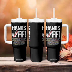 Hands Off Tumbler With Handle Social Security And Medicare Protest Vintage Hand Print TS11 Print Your Wear