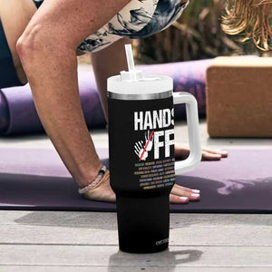 Hands Off Tumbler With Handle Social Security And Medicare Protest Vintage Hand Print TS11 Print Your Wear