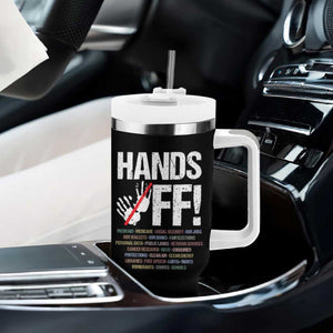 Hands Off Tumbler With Handle Social Security And Medicare Protest Vintage Hand Print TS11 Print Your Wear