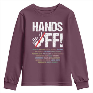 Hands Off Youth Sweatshirt Social Security And Medicare Protest Vintage Hand Print TS11 Maroon Print Your Wear