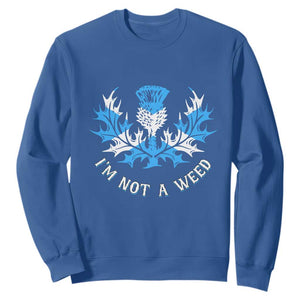Funny Scottish Thistle I Am Not A Weed Sweatshirt Scotland Flag TS11 Royal Blue Print Your Wear