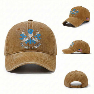 Funny Scottish Thistle I Am Not A Weed Washed Cotton Baseball Cap Scotland Flag TS11 Washed Cap Universal Fit Yellow Ochre Print Your Wear