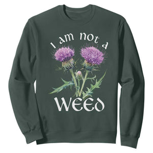 Funny Scottish Thistle I Am Not A Weed Sweatshirt TS11 Dark Forest Green Print Your Wear