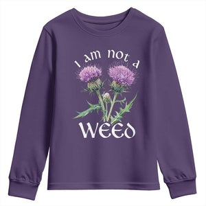 Funny Scottish Thistle I Am Not A Weed Youth Sweatshirt TS11 Purple Print Your Wear