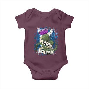 Alba Gu Brath Baby Onesie Vintage Thistle Flower Scottish Scotland Flag Saltire TS11 Maroon Print Your Wear