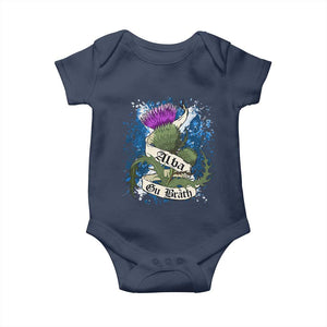 Alba Gu Brath Baby Onesie Vintage Thistle Flower Scottish Scotland Flag Saltire TS11 Navy Print Your Wear