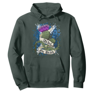 Alba Gu Brath Hoodie Vintage Thistle Flower Scottish Scotland Flag Saltire TS11 Dark Forest Green Print Your Wear