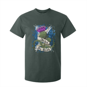 Alba Gu Brath T Shirt For Kid Vintage Thistle Flower Scottish Scotland Flag Saltire TS11 Dark Forest Green Print Your Wear
