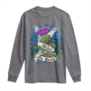 Alba Gu Brath Long Sleeve Shirt Vintage Thistle Flower Scottish Scotland Flag Saltire TS11 Charcoal Print Your Wear