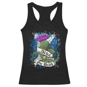 Alba Gu Brath Racerback Tank Top Vintage Thistle Flower Scottish Scotland Flag Saltire TS11 Black Print Your Wear