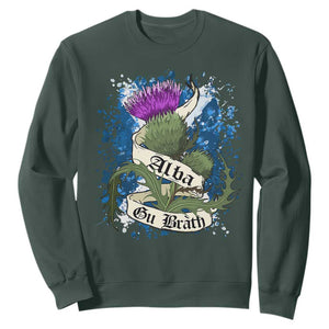 Alba Gu Brath Sweatshirt Vintage Thistle Flower Scottish Scotland Flag Saltire TS11 Dark Forest Green Print Your Wear