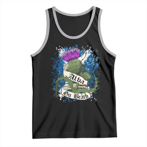 Alba Gu Brath Tank Top Vintage Thistle Flower Scottish Scotland Flag Saltire TS11 Black Athletic Heather Print Your Wear