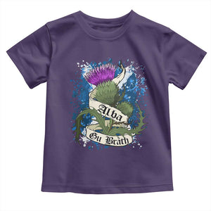 Alba Gu Brath Toddler T Shirt Vintage Thistle Flower Scottish Scotland Flag Saltire TS11 Purple Print Your Wear