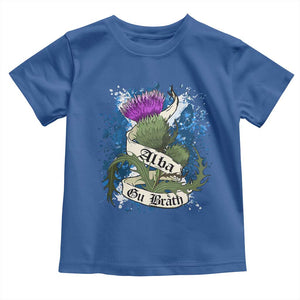 Alba Gu Brath Toddler T Shirt Vintage Thistle Flower Scottish Scotland Flag Saltire TS11 Royal Blue Print Your Wear