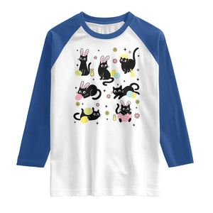 Funny Black Cat With Bunny Eggs Easter Day Raglan Shirt TS11 White Royal Print Your Wear