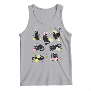 Funny Black Cat With Bunny Eggs Easter Day Tank Top TS11 Athletic Heather Print Your Wear