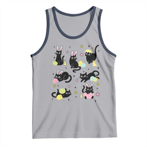 Funny Black Cat With Bunny Eggs Easter Day Tank Top TS11 Athletic Heather Navy Print Your Wear