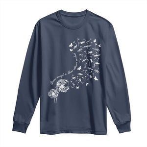 Military Child Month Long Sleeve Shirt Brave Enough To Bloom Wherever We Land Dandelion Flowers TS11 Navy Print Your Wear