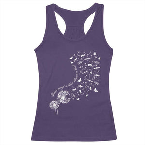 Military Child Month Racerback Tank Top Brave Enough To Bloom Wherever We Land Dandelion Flowers TS11 Purple Print Your Wear