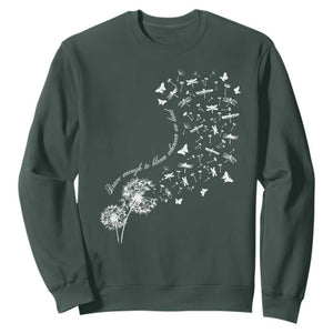 Military Child Month Sweatshirt Brave Enough To Bloom Wherever We Land Dandelion Flowers TS11 Dark Forest Green Print Your Wear