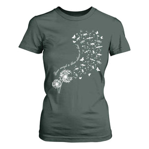 Military Child Month T Shirt For Women Brave Enough To Bloom Wherever We Land Dandelion Flowers TS11 Dark Forest Green Print Your Wear