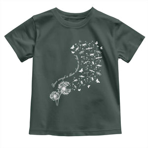Military Child Month Toddler T Shirt Brave Enough To Bloom Wherever We Land Dandelion Flowers TS11 Dark Forest Green Print Your Wear