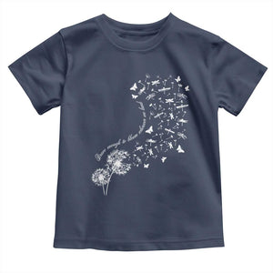 Military Child Month Toddler T Shirt Brave Enough To Bloom Wherever We Land Dandelion Flowers TS11 Navy Print Your Wear