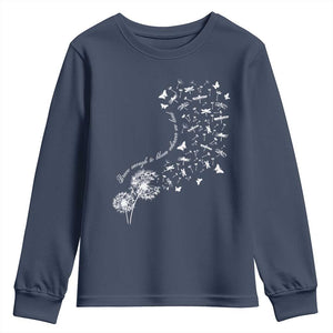 Military Child Month Youth Sweatshirt Brave Enough To Bloom Wherever We Land Dandelion Flowers TS11 Navy Print Your Wear