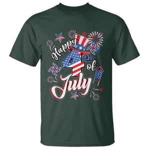 Funny Patriotic Independence Day T Shirt Happy 4th Of July American Firework TS11 Dark Forest Green Print Your Wear