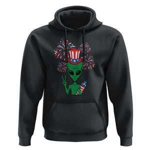 Funny Fourth Of July Alien Hoodie American USA Flag Fireworks TS11 Black Print Your Wear