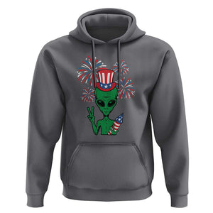 Funny Fourth Of July Alien Hoodie American USA Flag Fireworks TS11 Charcoal Print Your Wear