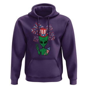 Funny Fourth Of July Alien Hoodie American USA Flag Fireworks TS11 Purple Print Your Wear