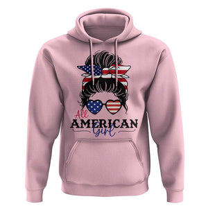 Fourth Of July Hoodie All American Girl USA Flag Independence Day TS11 Light Pink Print Your Wear