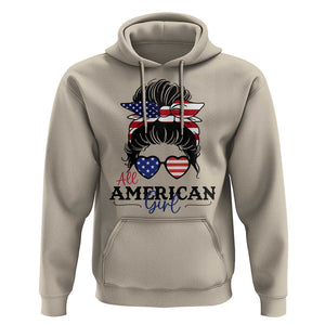 Fourth Of July Hoodie All American Girl USA Flag Independence Day TS11 Sand Print Your Wear