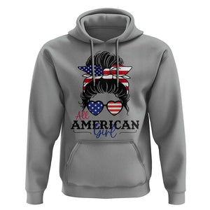 Fourth Of July Hoodie All American Girl USA Flag Independence Day TS11 Sport Gray Print Your Wear