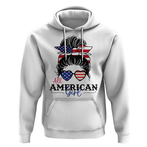 Fourth Of July Hoodie All American Girl USA Flag Independence Day TS11 White Print Your Wear