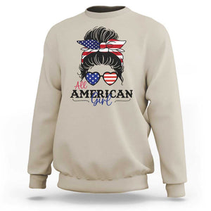 Fourth Of July Sweatshirt All American Girl USA Flag Independence Day TS11 Sand Print Your Wear