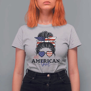 Fourth Of July T Shirt For Women All American Girl USA Flag Independence Day TS11 Ice Gray Print Your Wear