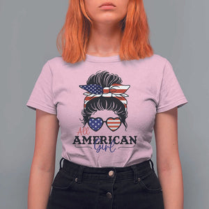 Fourth Of July T Shirt For Women All American Girl USA Flag Independence Day TS11 Light Pink Print Your Wear