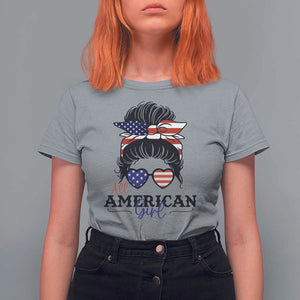 Fourth Of July T Shirt For Women All American Girl USA Flag Independence Day TS11 Sport Gray Print Your Wear