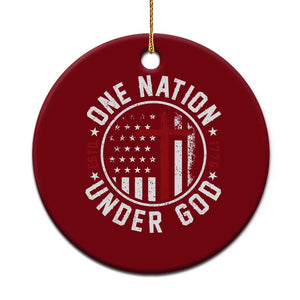 Funny One Nation Under God ESTD 1776 Ceramic Ornament 4th Of July Patriotic Christian TS11 1pc Red Print Your Wear