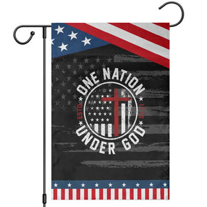 Funny One Nation Under God ESTD 1776 Garden Flag 4th Of July Patriotic Christian TS11 Distressed Black Blue Print Your Wear