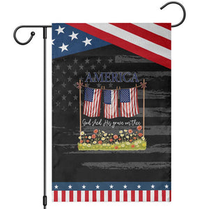 Funny America God Shed His Grace On Thee Garden Flag 4th Of July Christian American Flag TS11 Distressed Black Blue Print Your Wear