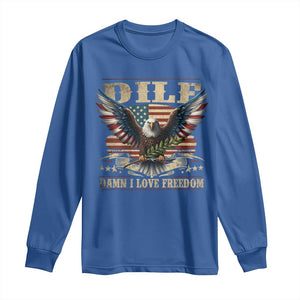 Funny 4th Of July DILF Damn I Love Freedom Long Sleeve Shirt Bald Eagle American Flag TS11 Royal Blue Print Your Wear