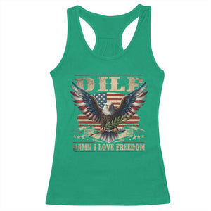 Funny 4th Of July DILF Damn I Love Freedom Racerback Tank Top Bald Eagle American Flag TS11 Irish Green Print Your Wear