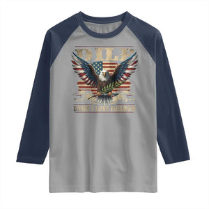 Funny 4th Of July DILF Damn I Love Freedom Raglan Shirt Bald Eagle American Flag TS11 Sport Gray Navy Print Your Wear