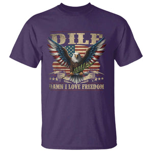 Funny 4th Of July DILF Damn I Love Freedom T Shirt Bald Eagle American Flag TS11 Purple Print Your Wear