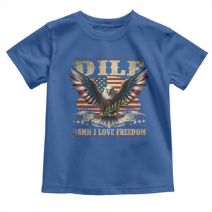 Funny 4th Of July DILF Damn I Love Freedom Toddler T Shirt Bald Eagle American Flag TS11 Royal Blue Print Your Wear