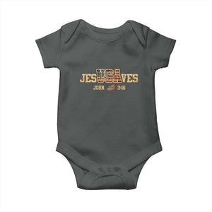 Funny Jesus Saves USA John 3 16 Baby Onesie Christian 4th Of July Bible Verse TS11 Dark Heather Print Your Wear